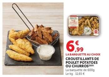 Croustillants de poulet potatoes ou churros