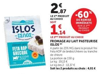 FROMAGE AU LAIT PASTEURISÉ ISLOS
