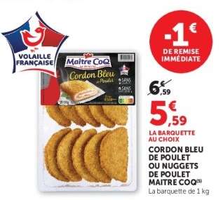 Cordon Bleu de Poulet ou Nuggets de Poulet Maître CoQ