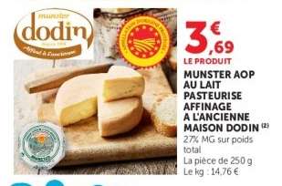 Munster AOP au lait pasteurisé
