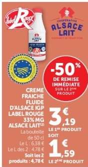 CREME FRAICHE FLUIDE D'ALSACE IGP LABEL ROUGE 33% MG ALSACE LAIT