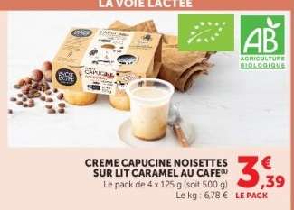 CREME CAPUCINE NOISETTES SUR LIT CARAMEL AU CAFE
