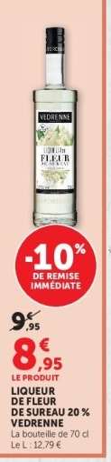LIQUEUR DE FLEUR DE SUREAU 20% VEDRENNE