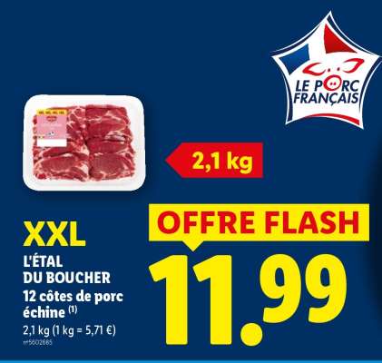 L'ETAL DU BOUCHER 12 côtes de porc échine