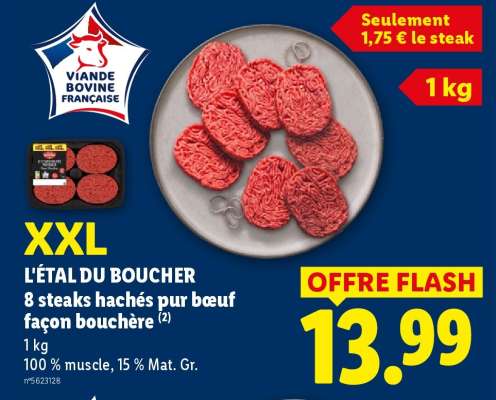 L'ÉTAL DU BOUCHER 8 steaks hachés pur bœuf façon bouchère