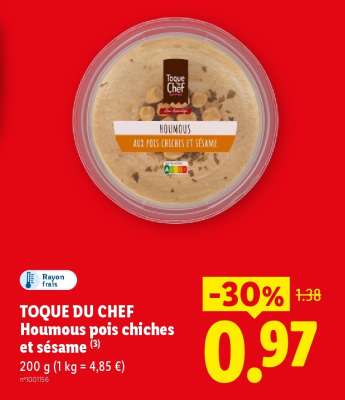 TOQUE DU CHEF Houmous pois chiches et sésame