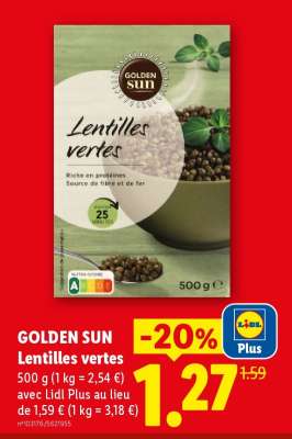 GOLDEN SUN Lentilles vertes