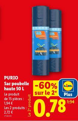 Purio sac poubelle haute 50 L