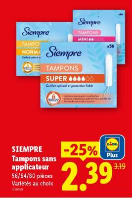 SIEMPRE Tampons sans applicateur
