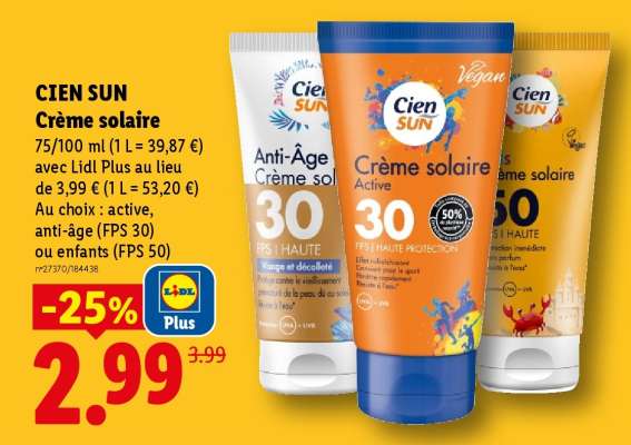 CIEN SUN Crème solaire