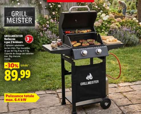 Grillmeister Barbecue à gaz 2 brûleurs