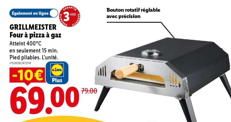 GRILLMEISTER Four à pizza à gaz