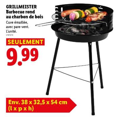 GRILLMEISTER Barbecue rond au charbon de bois