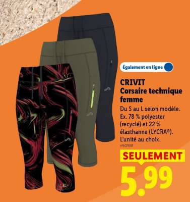 CRIVIT Corsaire technique femme