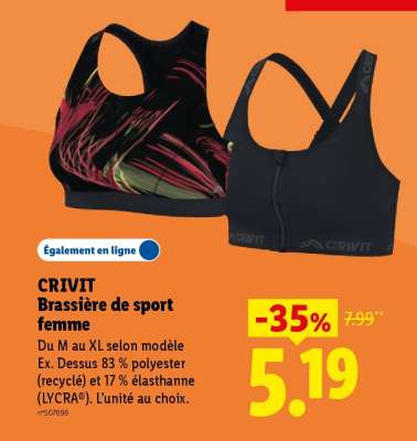 CRIVIT Brassière de sport femme
