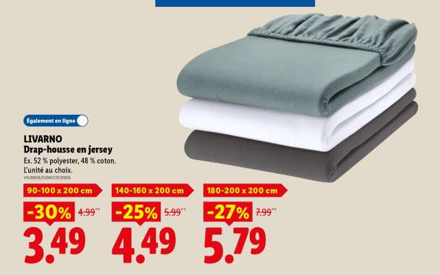 LIVARNO Drap-housse en jersey (90-100 x 200 cm)
