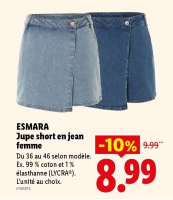 ESMARA Jupe short en jean femme