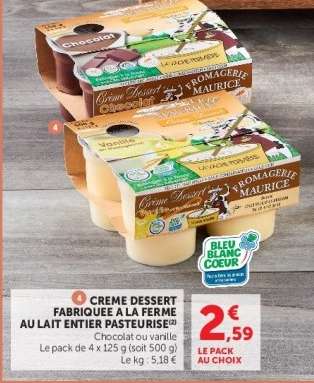 CREME DESSERT FABRIQUEE A LA FERME AU LAIT ENTIER PASTEURISÉ