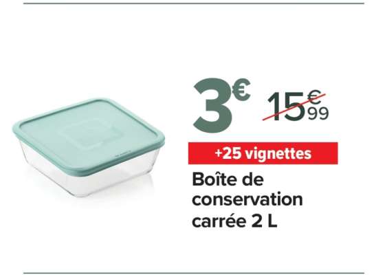 Boîte de conservation carrée 2 L