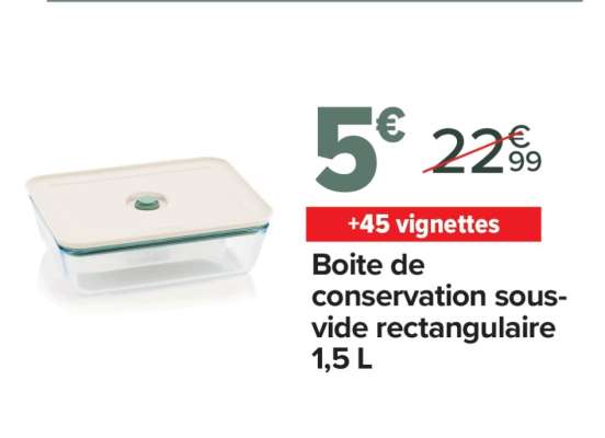 Boite de conservation sous-vide rectangulaire 1,5 L