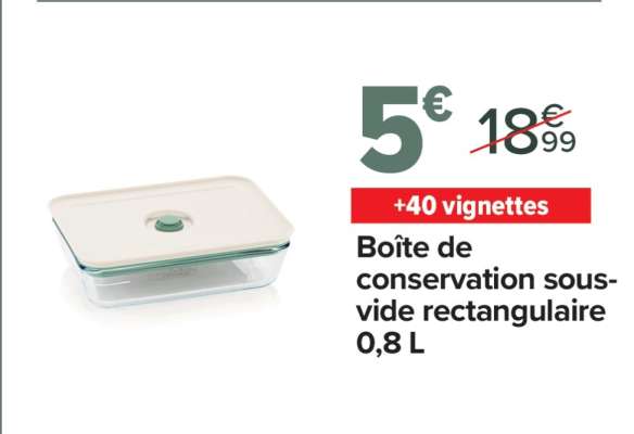 Boîte de conservation sous-vide rectangulaire 0,8 L
