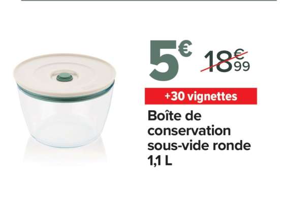 Boîte de conservation sous-vide ronde 1,1 L