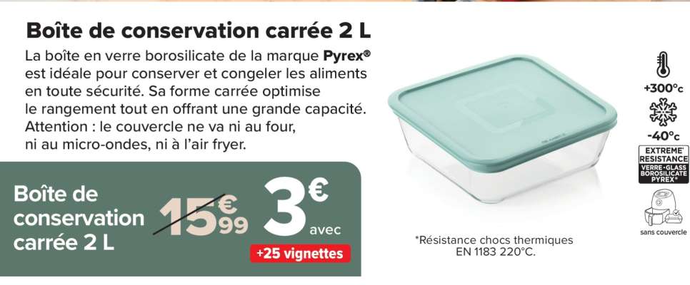 Boîte de conservation carrée 2 L