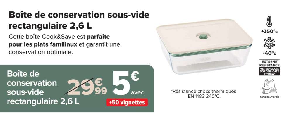 Boite de conservation sous-vide rectangulaire 2,6 L