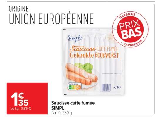 Saucisse cuite fumée SIMPL