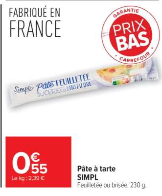 Pâte à tarte SIMPL'