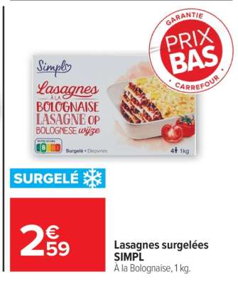 Lasagnes surgelées SIMPL
