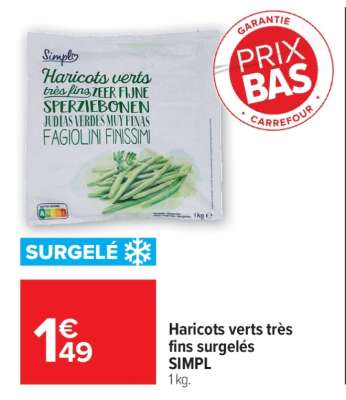 Haricots verts très fins surgelés