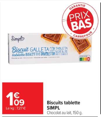 Biscuits tablette SIMPL