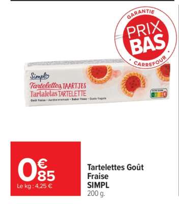 Tartelettes Goût Fraise SIMPL