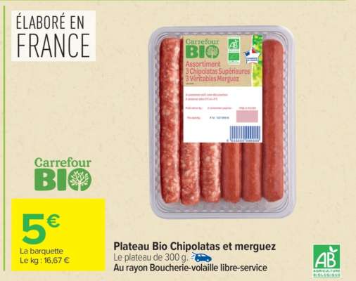 Plateau Bio Chipolatas et merguez