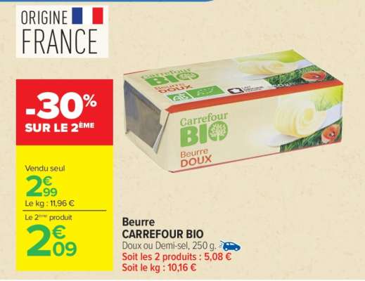Beurre CARREFOUR BIO