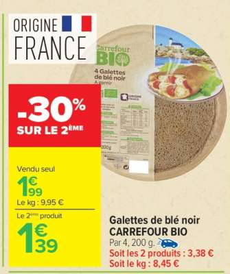 Galettes de blé noir Carrefour BIO