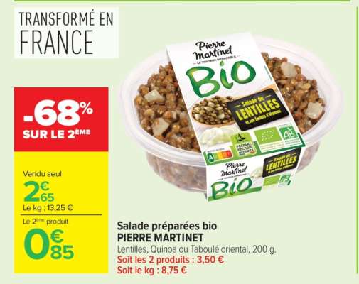 Salade préparées bio PIERRE MARTINET