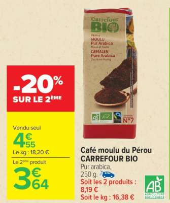 Café moulu du Pérou CARREFOUR BIO
