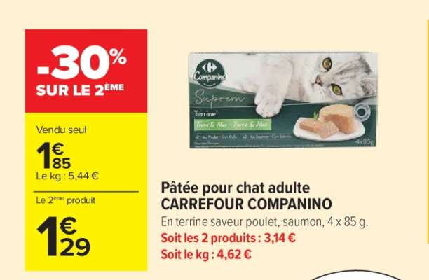 Pâtée pour chat adulte CARREFOUR COMPANINO