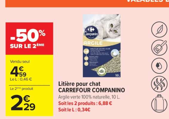Litière pour chat CARREFOUR COMPANINO