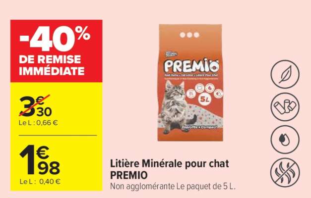 Litière Minérale pour chat PREMIO