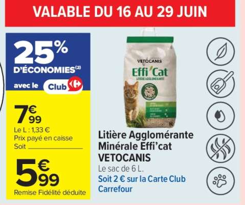 Litière Agglomérante Minérale Effi’cat VETOCANIS