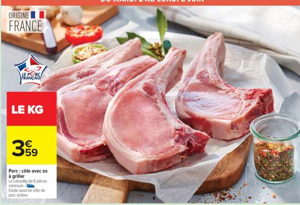 Porc : côte avec os à griller