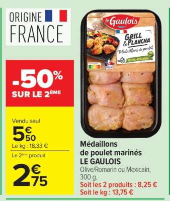 Médaillons de poulet marinés LE GAULOIS