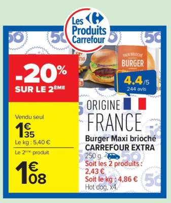 Burger Maxi brioché CARREFOUR EXTRA