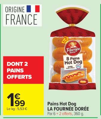 Pains Hot Dog LA FOURNÉE DORÉE