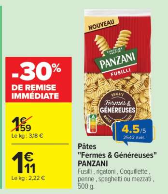 Pâtes "Fermes & Généreuses" PANZANI