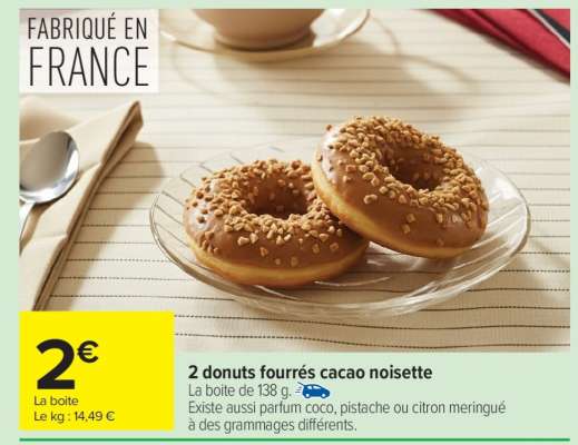 2 donuts fourrés cacao noisette