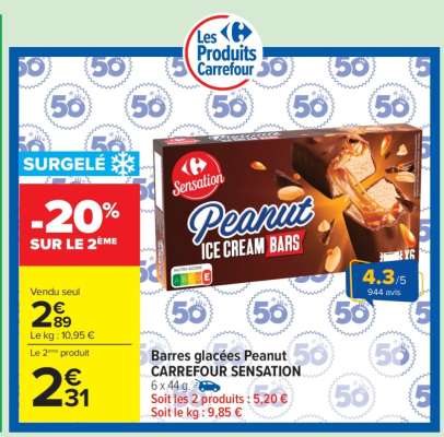 Barres glacées Peanut CARREFOUR SENSATION